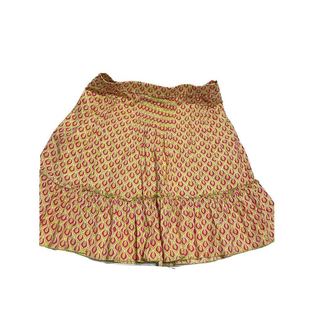 Lilly Pulitzer Tiny Green Wedgie Geometric Pattern Ruffle Skirt Woman’s Small
